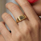 Custom Pet Square Signet Engraved Ring - Pet Face