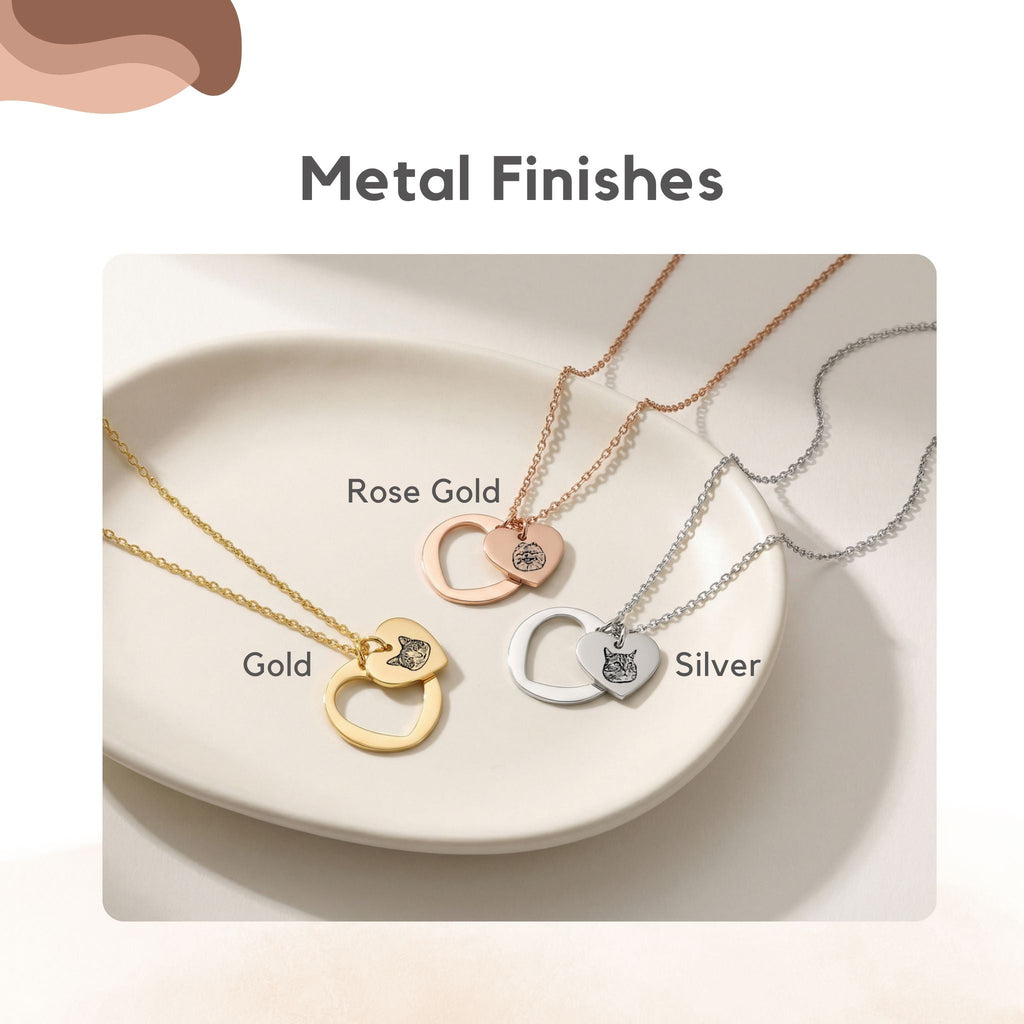 Custom Pet Heart Cutout Engraved Necklace - Pet Face