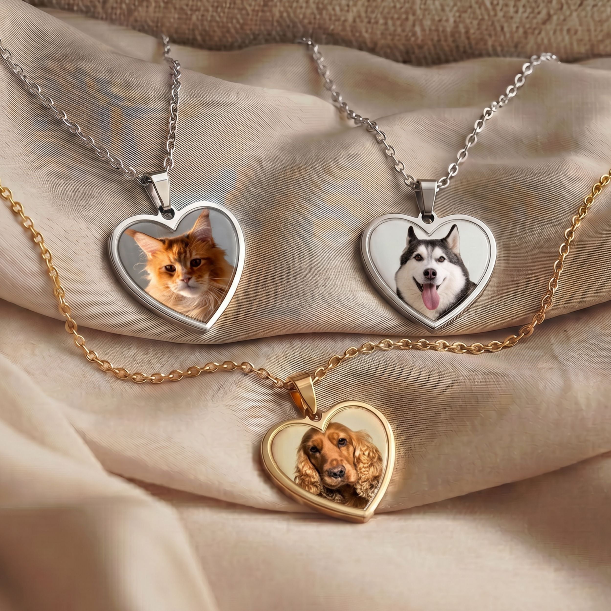 Custom Pet Photo Heart Necklace - Pet Face