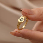Custom Pet Heart Signet Engraved Ring - Pet Face