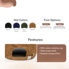 Custom Embroidered Pet Cordoroy Hat  - Pet Photo + Name