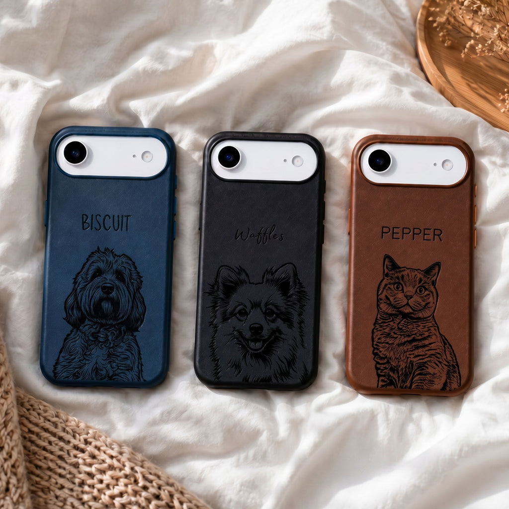Custom Pet Photo Engraved Phone Case  - Pet Photo + Name