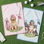 Custom Stripe Pet Golf Towel - Pet Photo + Name