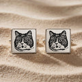 Custom Pet Photo Engraved Sketch Cufflinks Using Photo - Pet Face