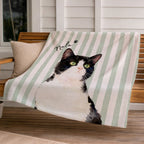 Custom Pet Striped Color Blanket - Pet Photo + Name