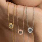 Custom Pet Mini Circle Engraved Necklace - Pet Face