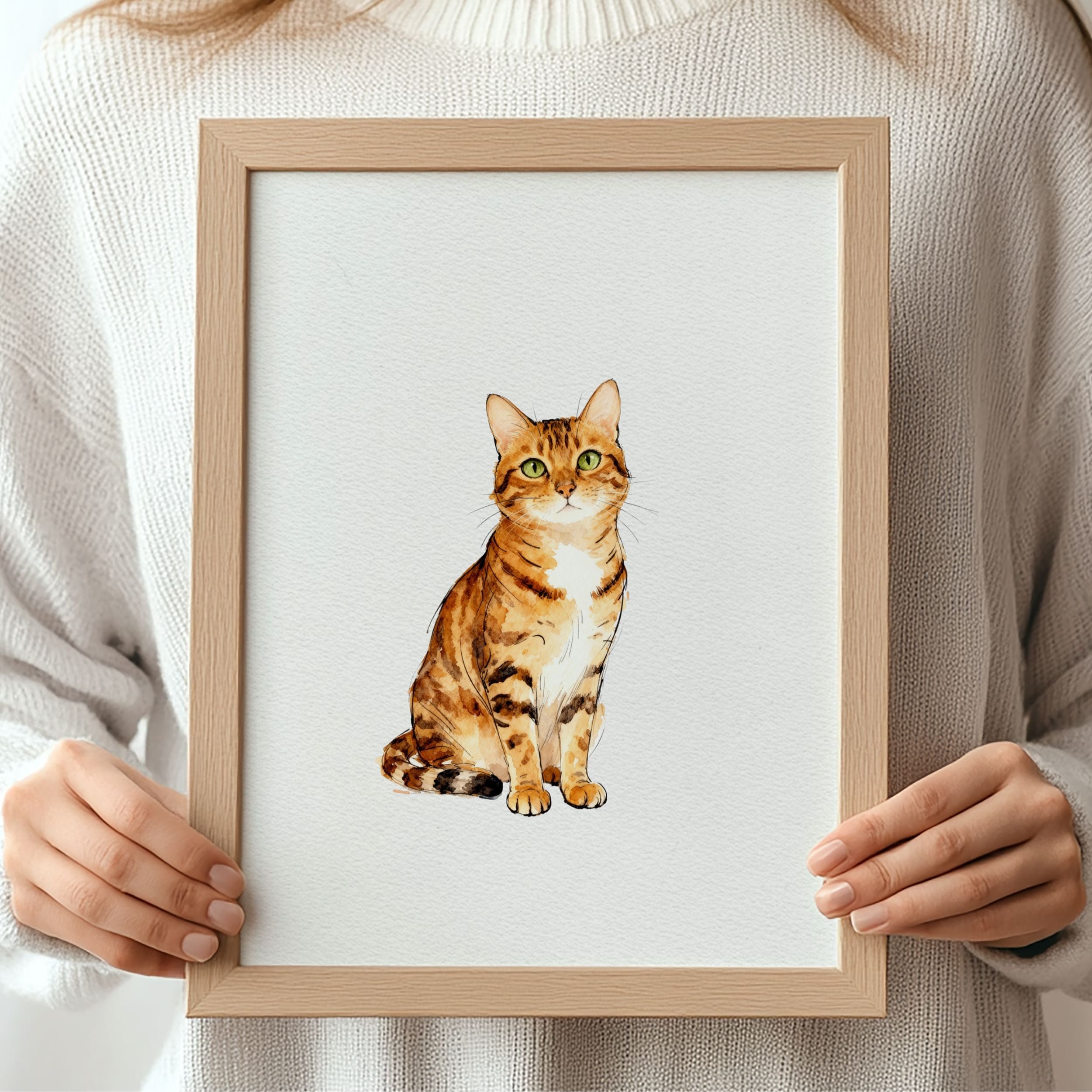 Custom Watercolor Pet Portrait - Pet Photo + Name