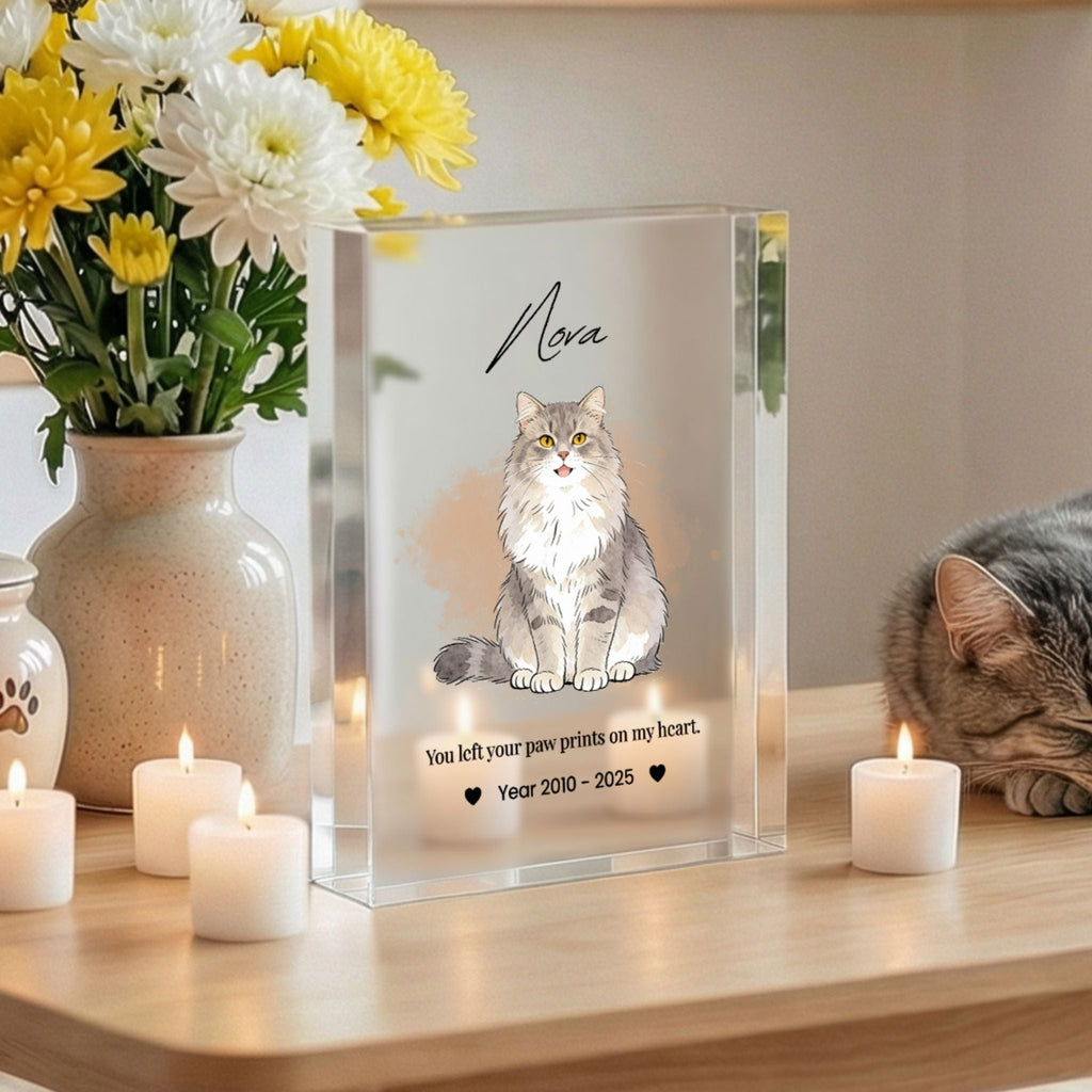 Custom Pet Memorial Acrylic Photo Block - Pet Photo + Name