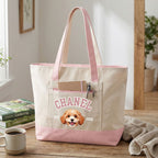 Custom Pet Zippered Varsity Tote Bag - Pet Photo + Name