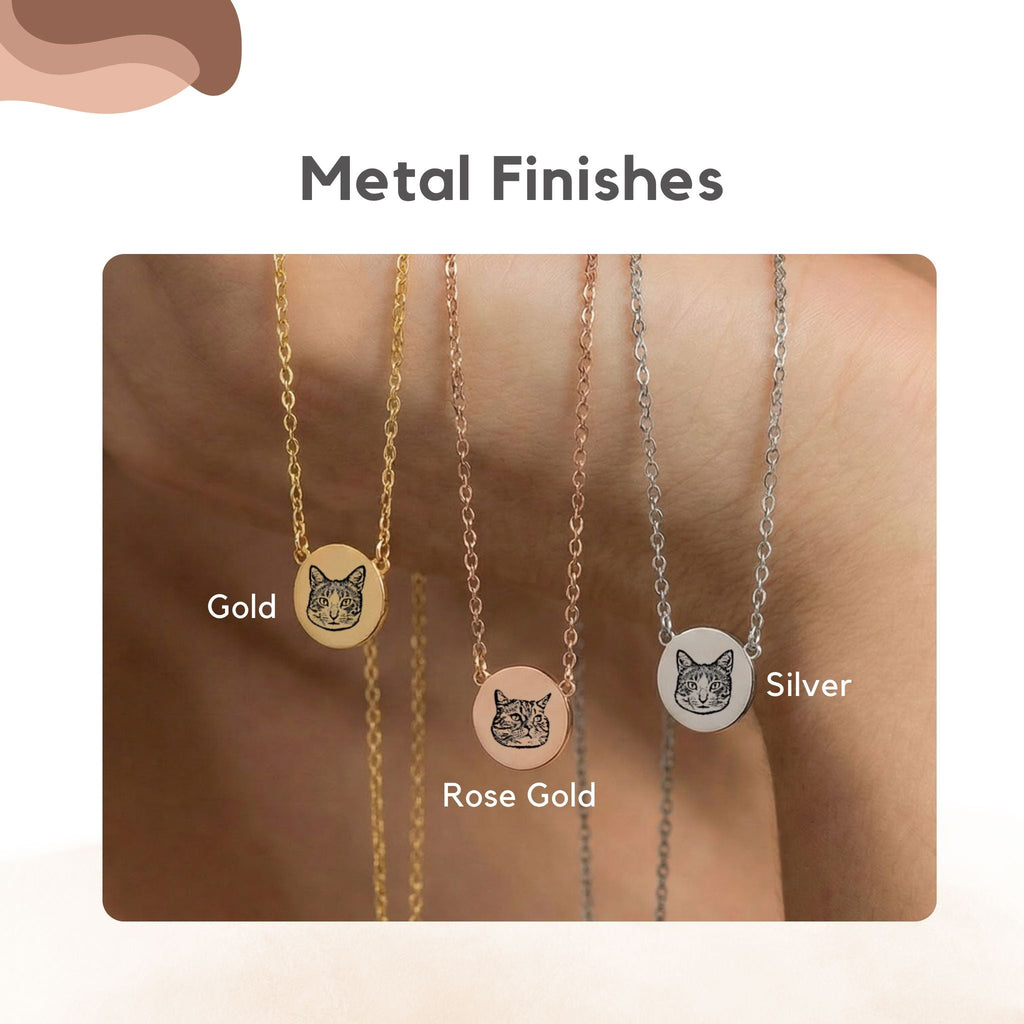 Custom Pet Mini Circle Engraved Necklace - Pet Face