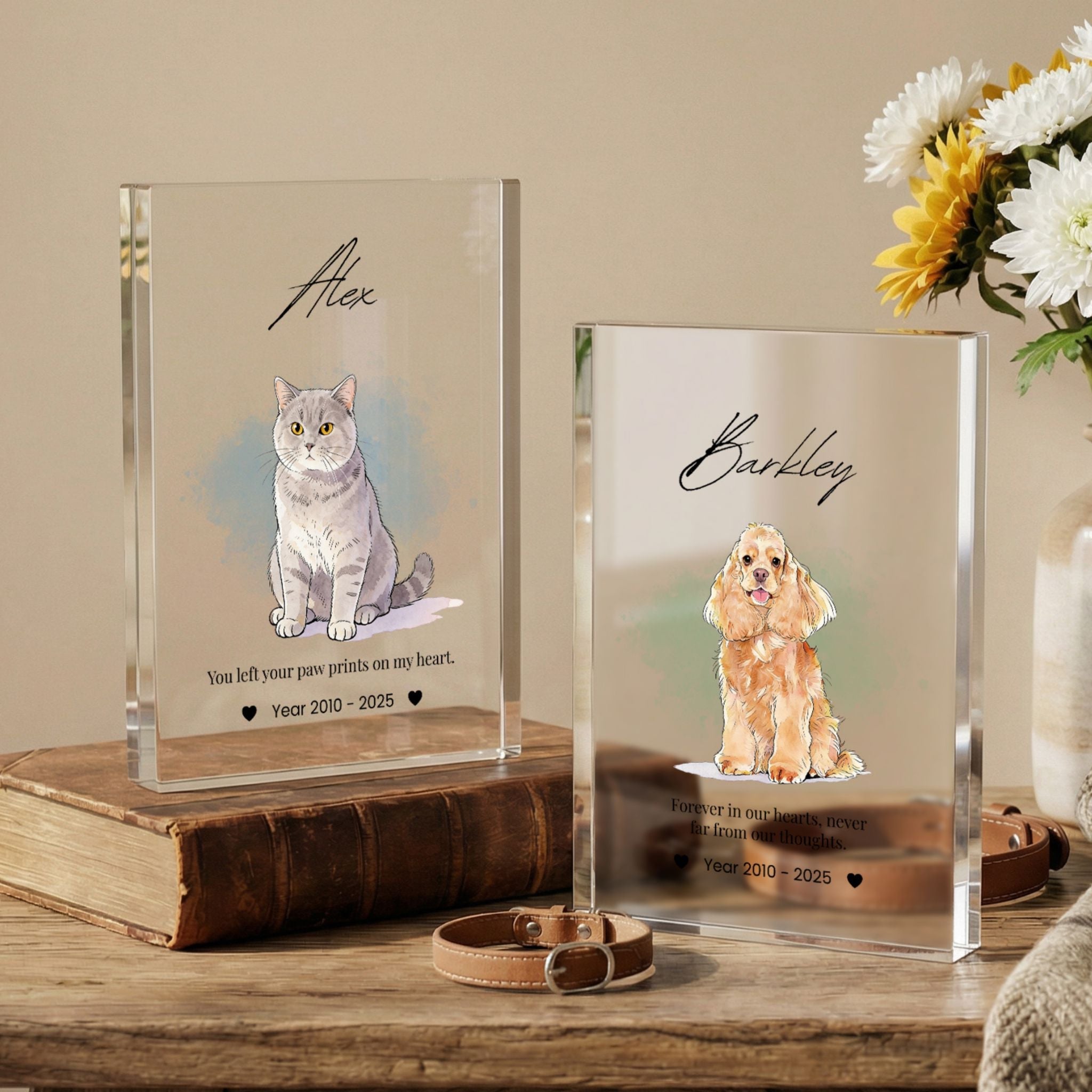 Custom Pet Memorial Acrylic Photo Block - Pet Photo + Name