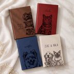 Custom Pet Engraved Vegan Leather Journal with Pet Photo + Name