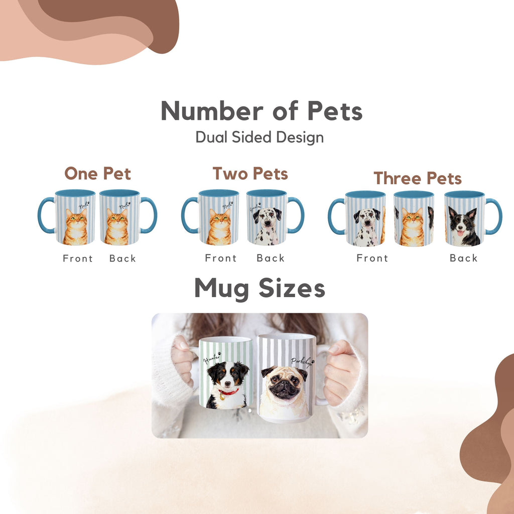 Custom Pet Watercolor Stripe Mug - Pet Photo + Name