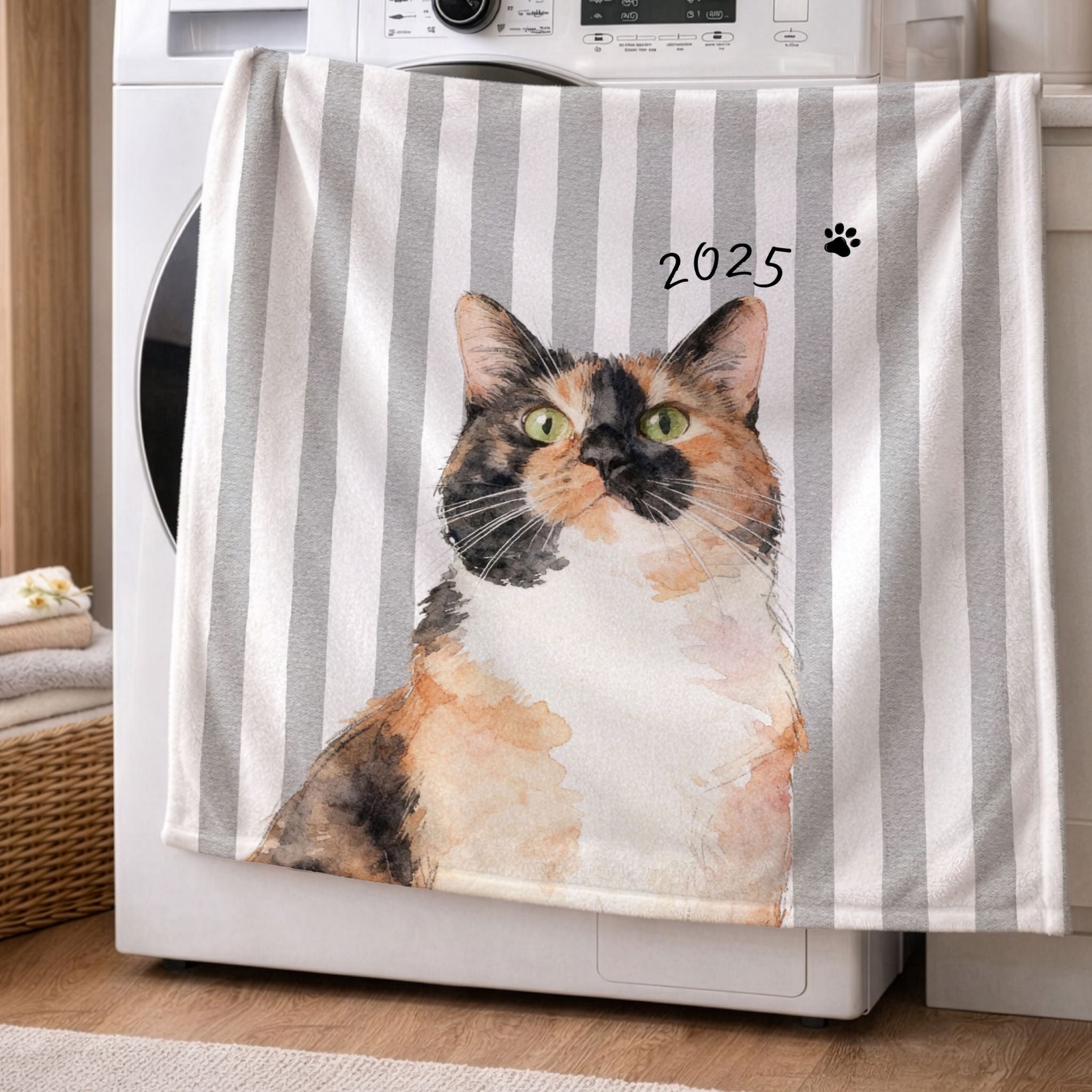 Custom Pet Striped Color Blanket - Pet Photo + Name
