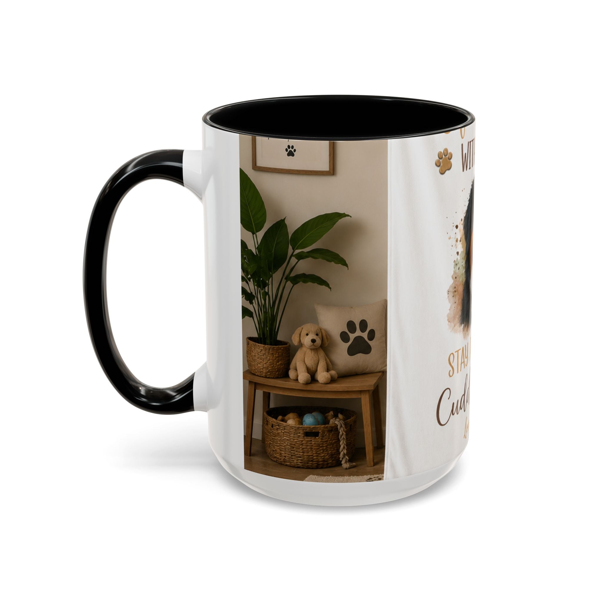 Bernese Mountain Dog Mug - "Stay Pawsitive, Cuddle Often" Accent Coffee Cup