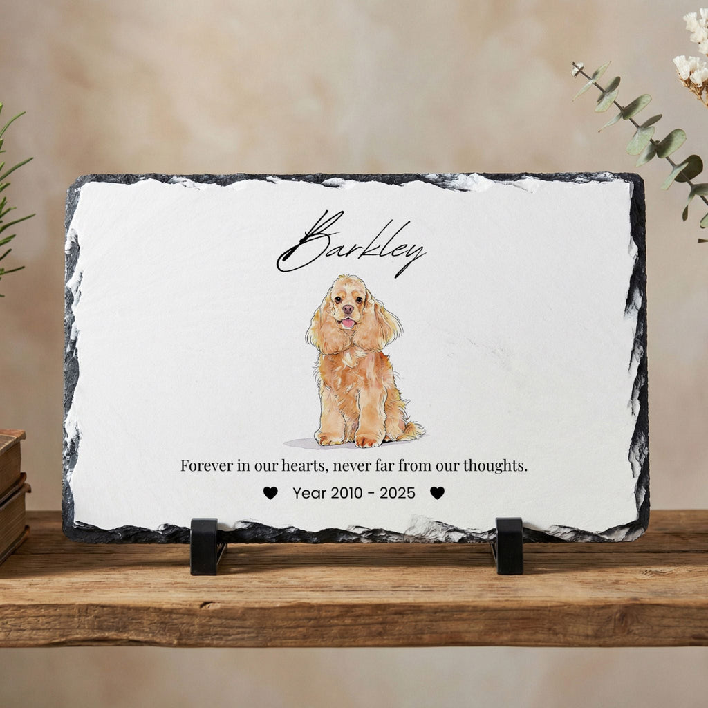 Custom Pet Memorial Slate Plaque Stone - Pet Photo + Name