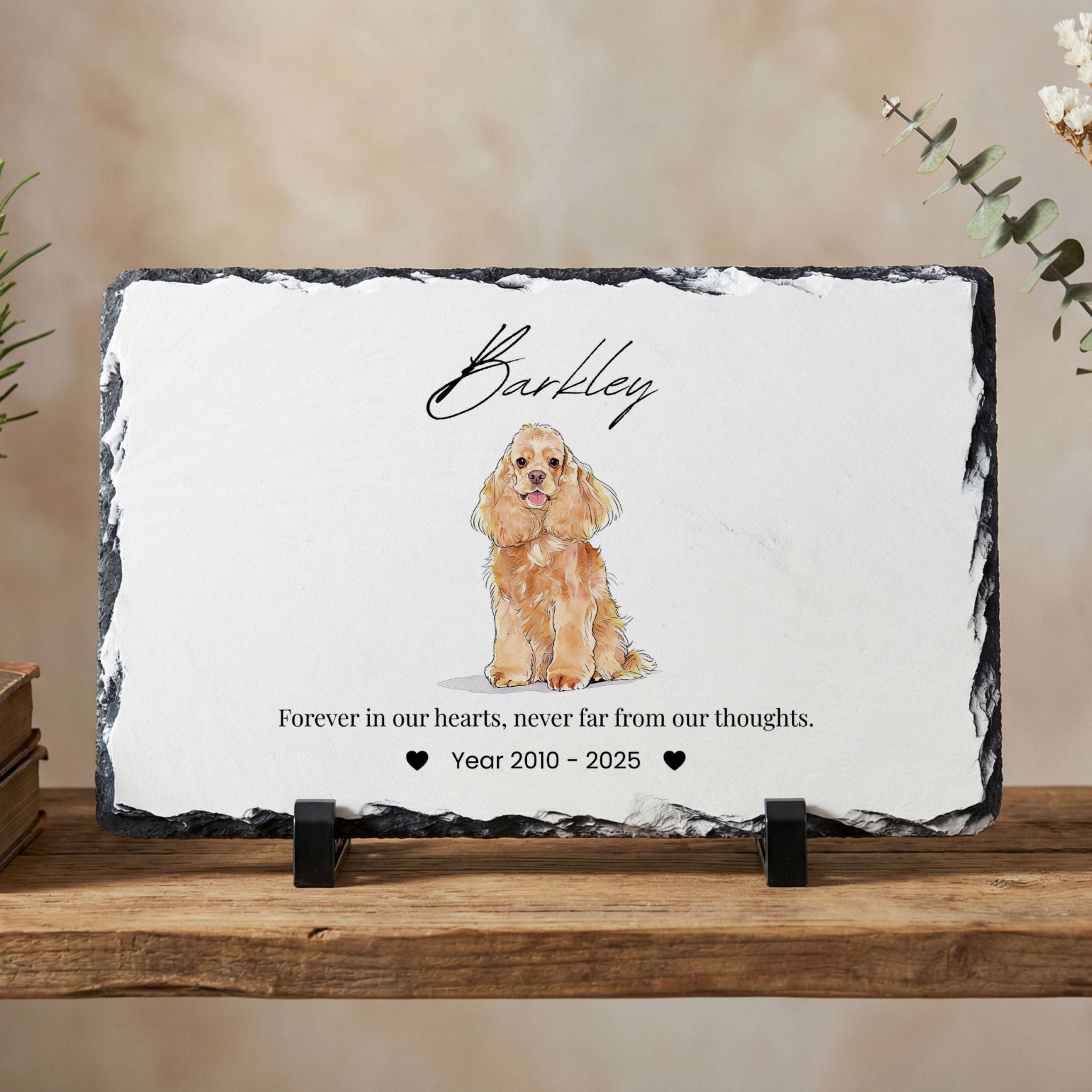 Custom Pet Memorial Slate Plaque Stone - Pet Photo + Name