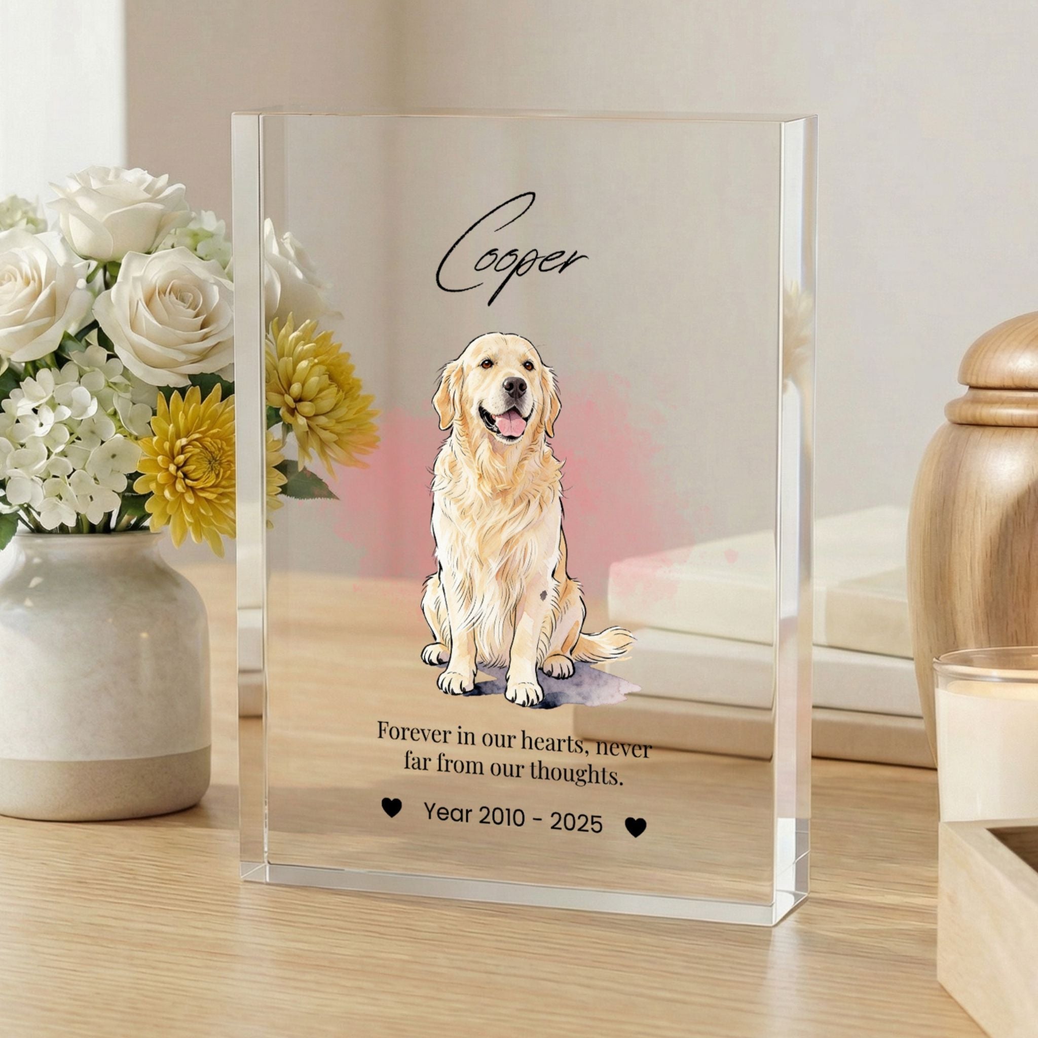 Custom Pet Memorial Acrylic Photo Block - Pet Photo + Name