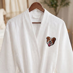 Custom Pet Photo Embroidered Waffle Robe - Pet Photo + Name