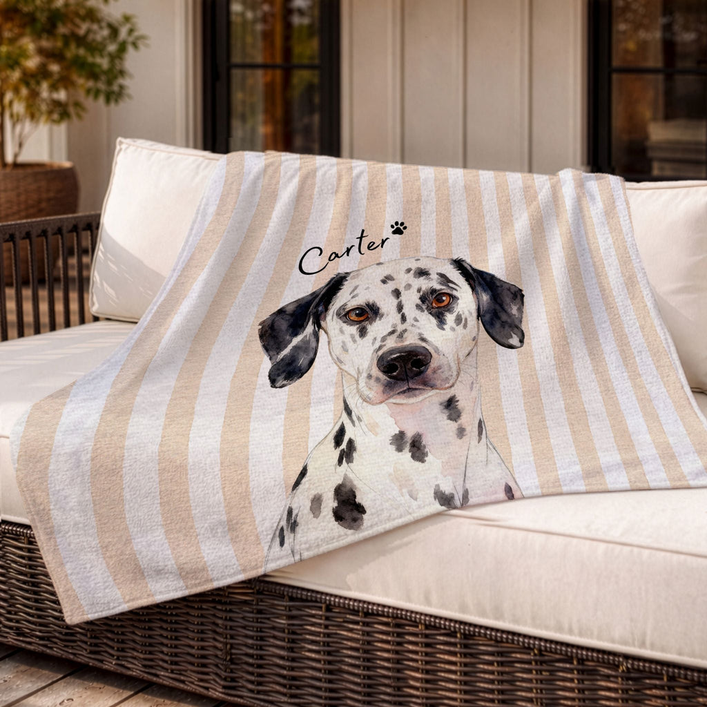 Custom Pet Striped Color Blanket - Pet Photo + Name