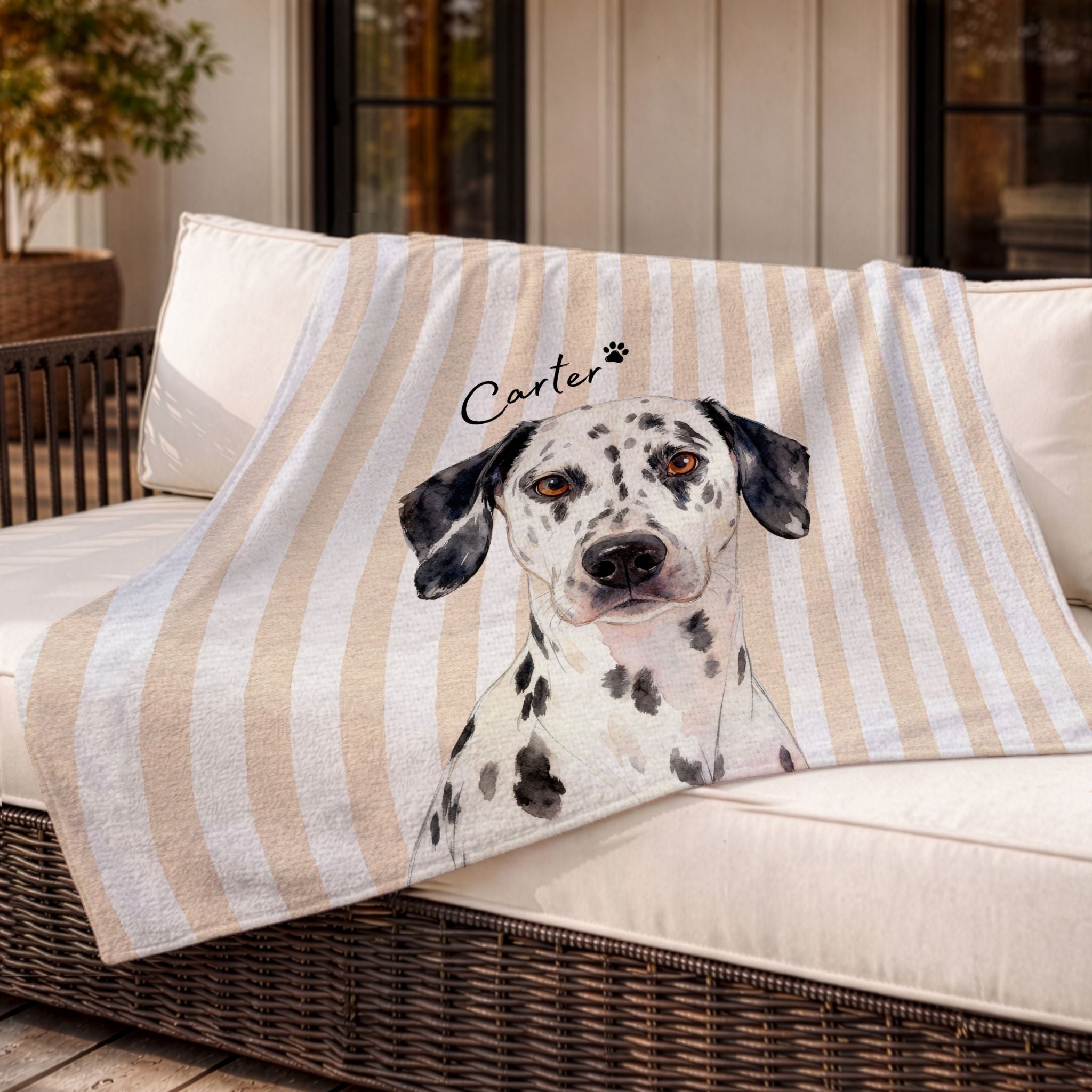 Custom Pet Striped Color Blanket - Pet Photo + Name