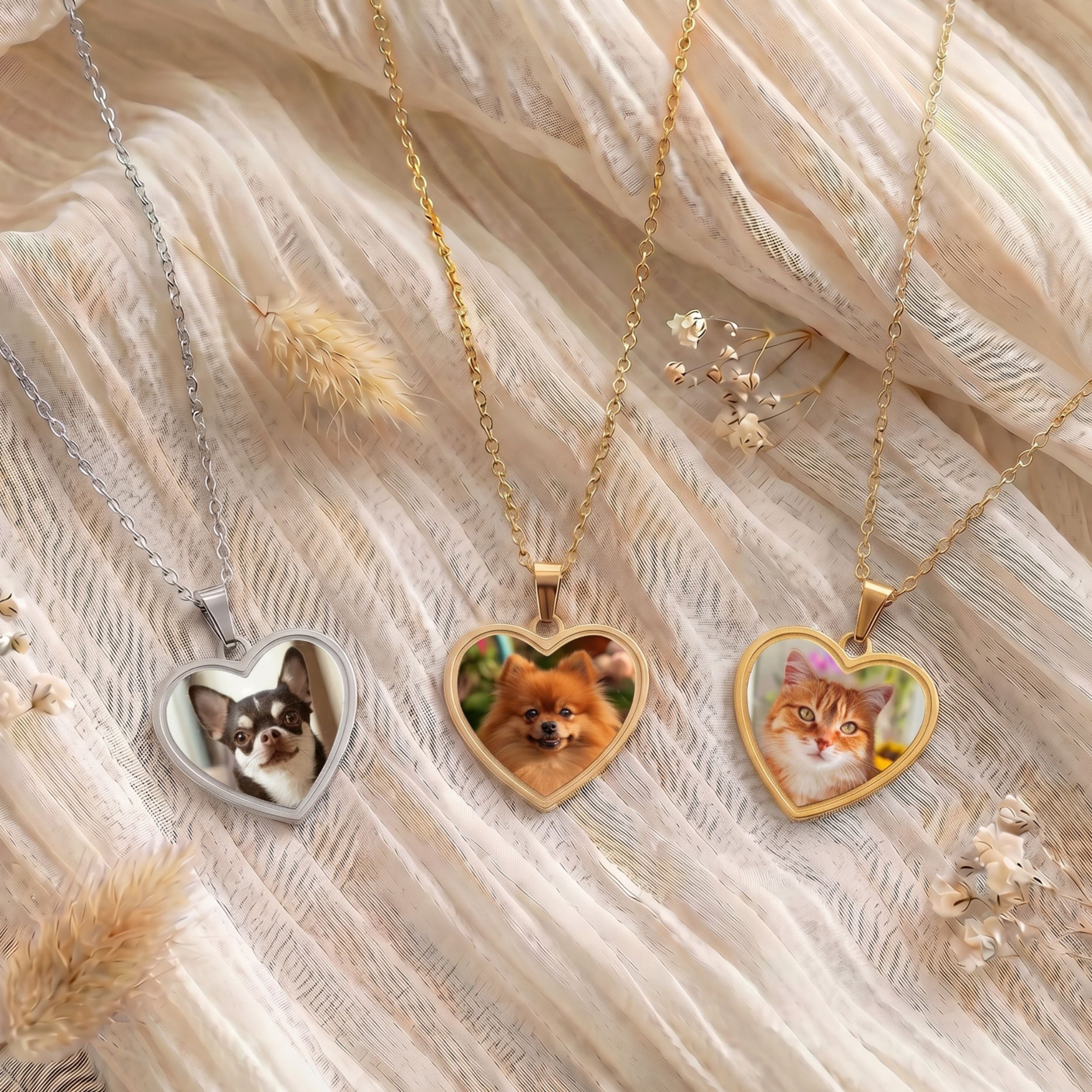 Custom Pet Photo Heart Necklace - Pet Face