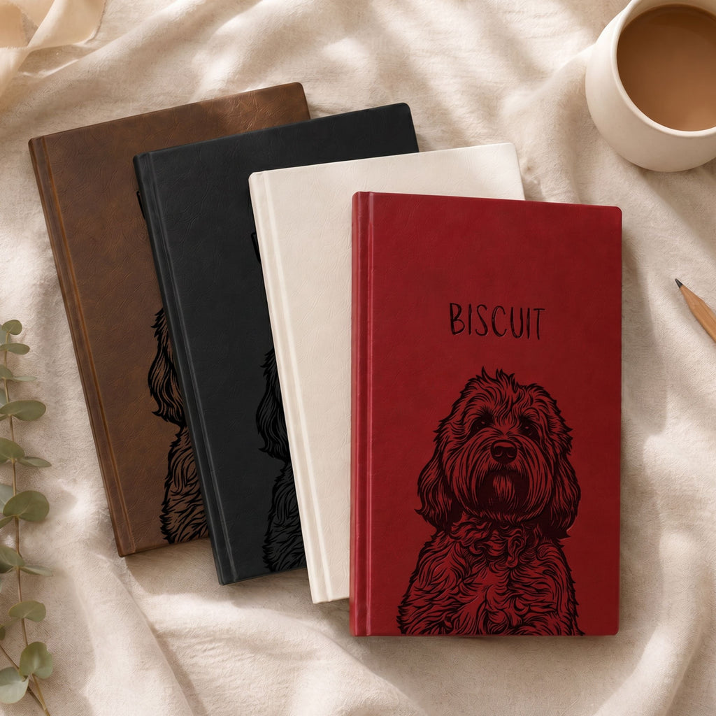 Custom Pet Engraved Vegan Leather Journal with Pet Photo + Name