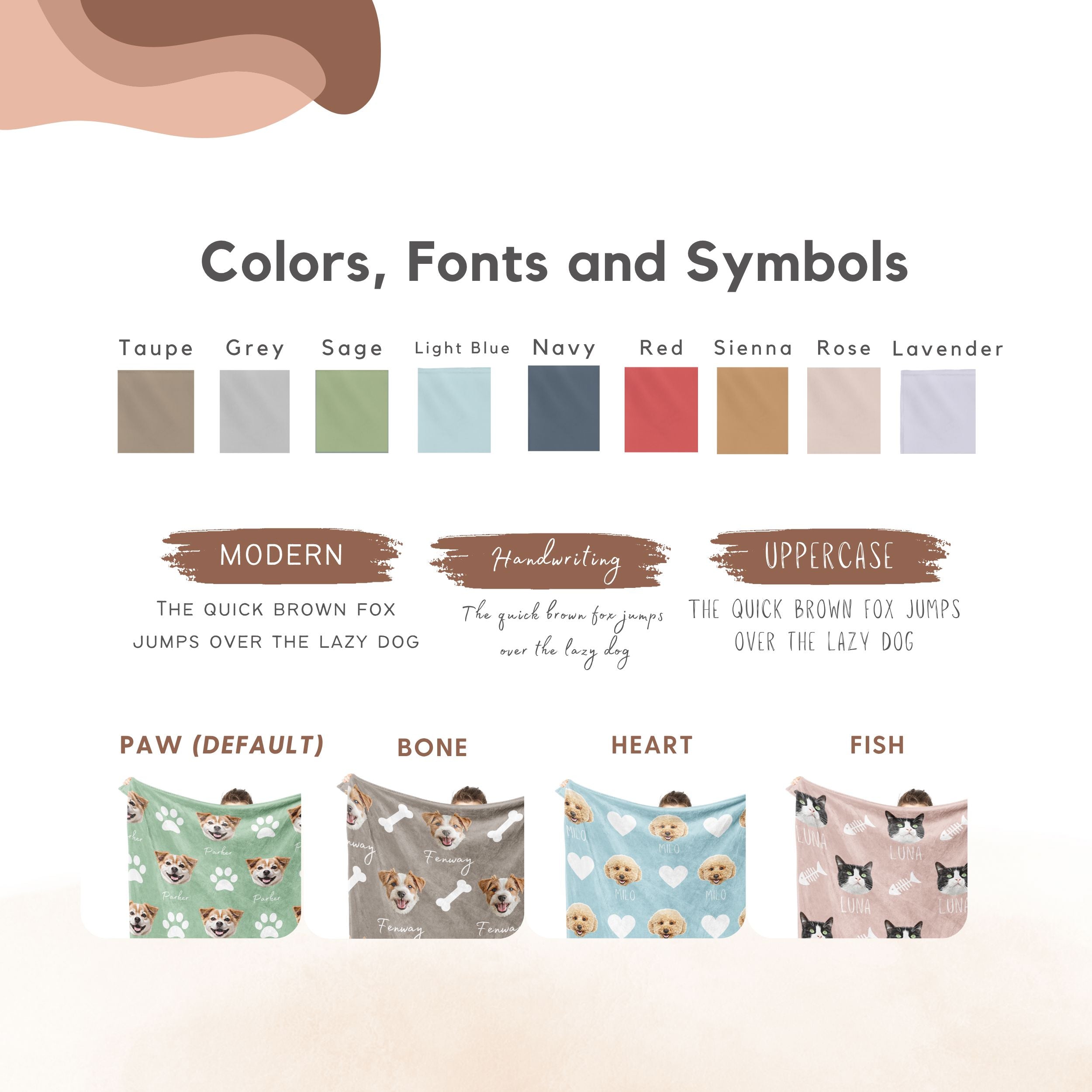 Custom Patterned Pet Color Blanket - Pet Photo + Name