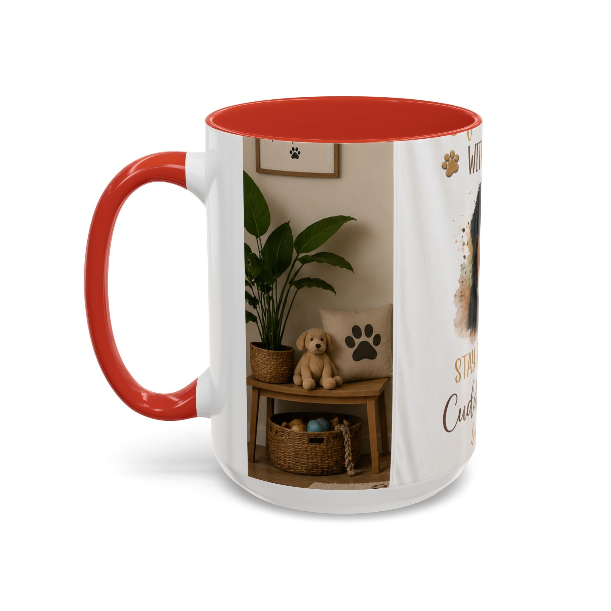 Bernese Mountain Dog Mug - "Stay Pawsitive, Cuddle Often" Accent Coffee Cup