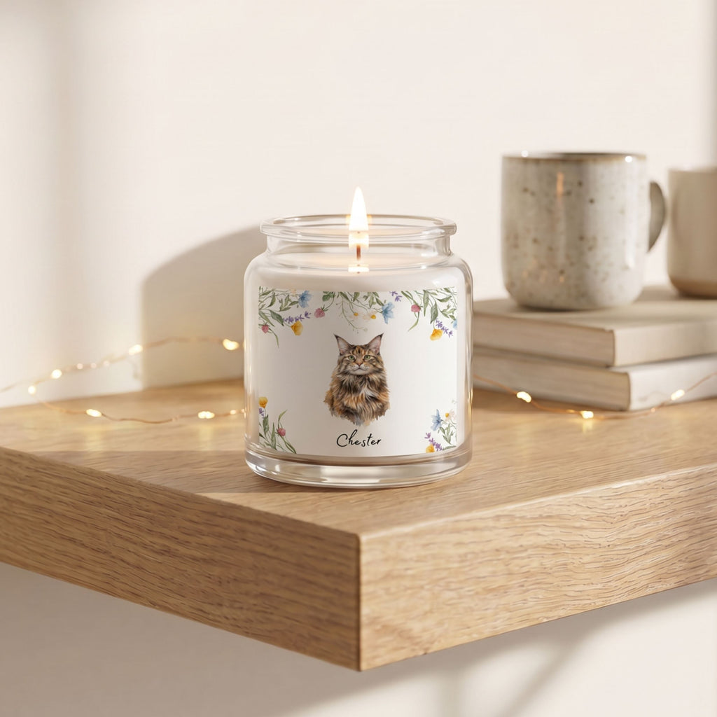 Custom Watercolor Floral Pet Memorial Gift Box with Candle & Blanket