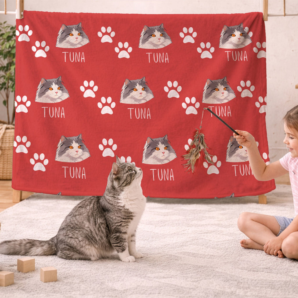 Custom Patterned Pet Color Blanket - Pet Photo + Name