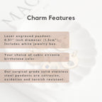Custom Birthstone Circle Pet Charm Engraved Pendant - Pet Face