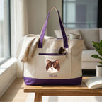 Custom Pet Zippered Tote Bag - Pet Photo + Name
