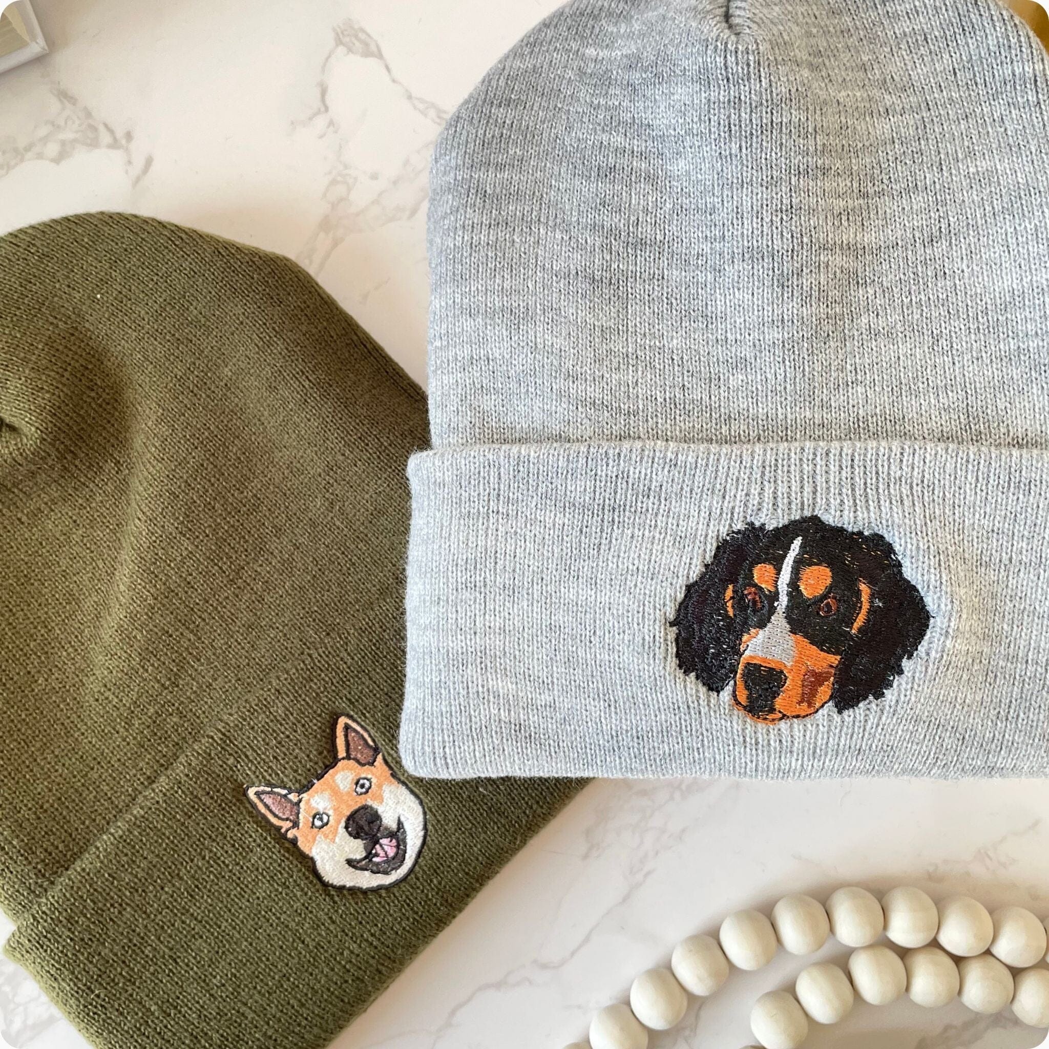 Custom Embroidered Pet Beanie - Pet Photo