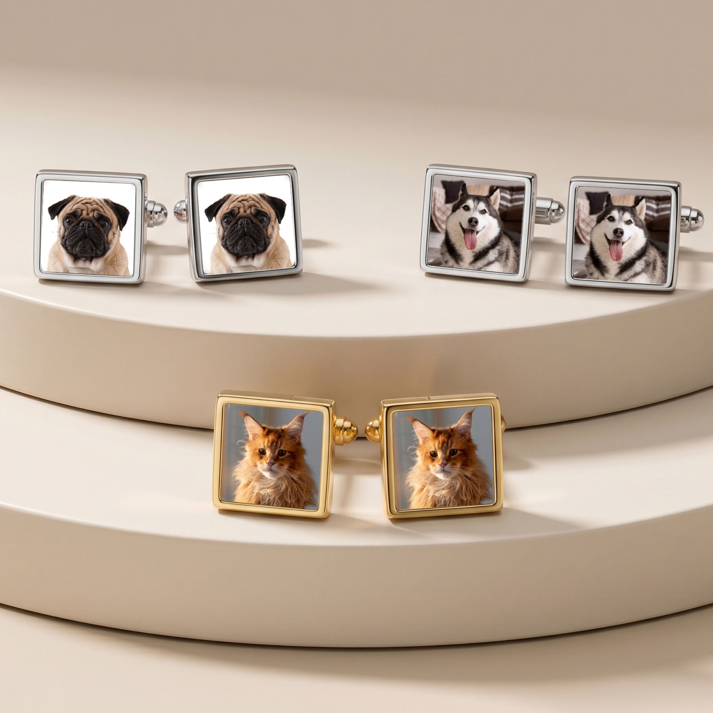Custom Pet Photo Cufflinks Using Photo - Pet Face