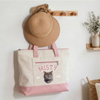 Custom Pet Zippered Varsity Tote Bag - Pet Photo + Name