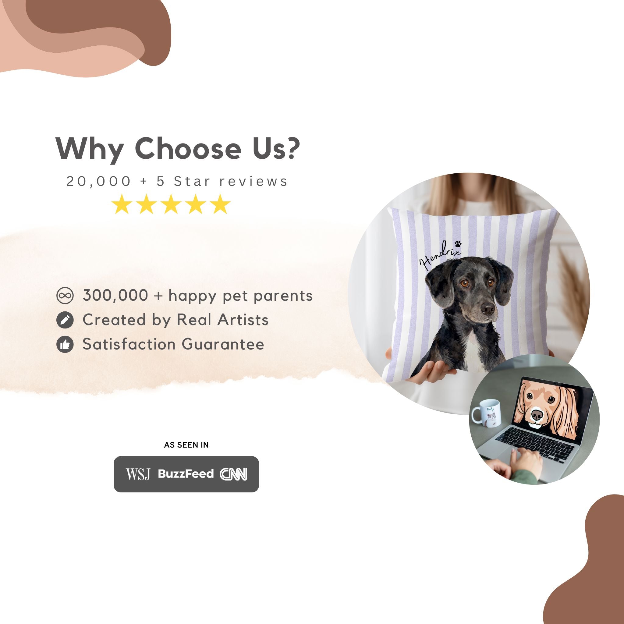 Custom Pet Striped Pillow - Pet Photo + Name