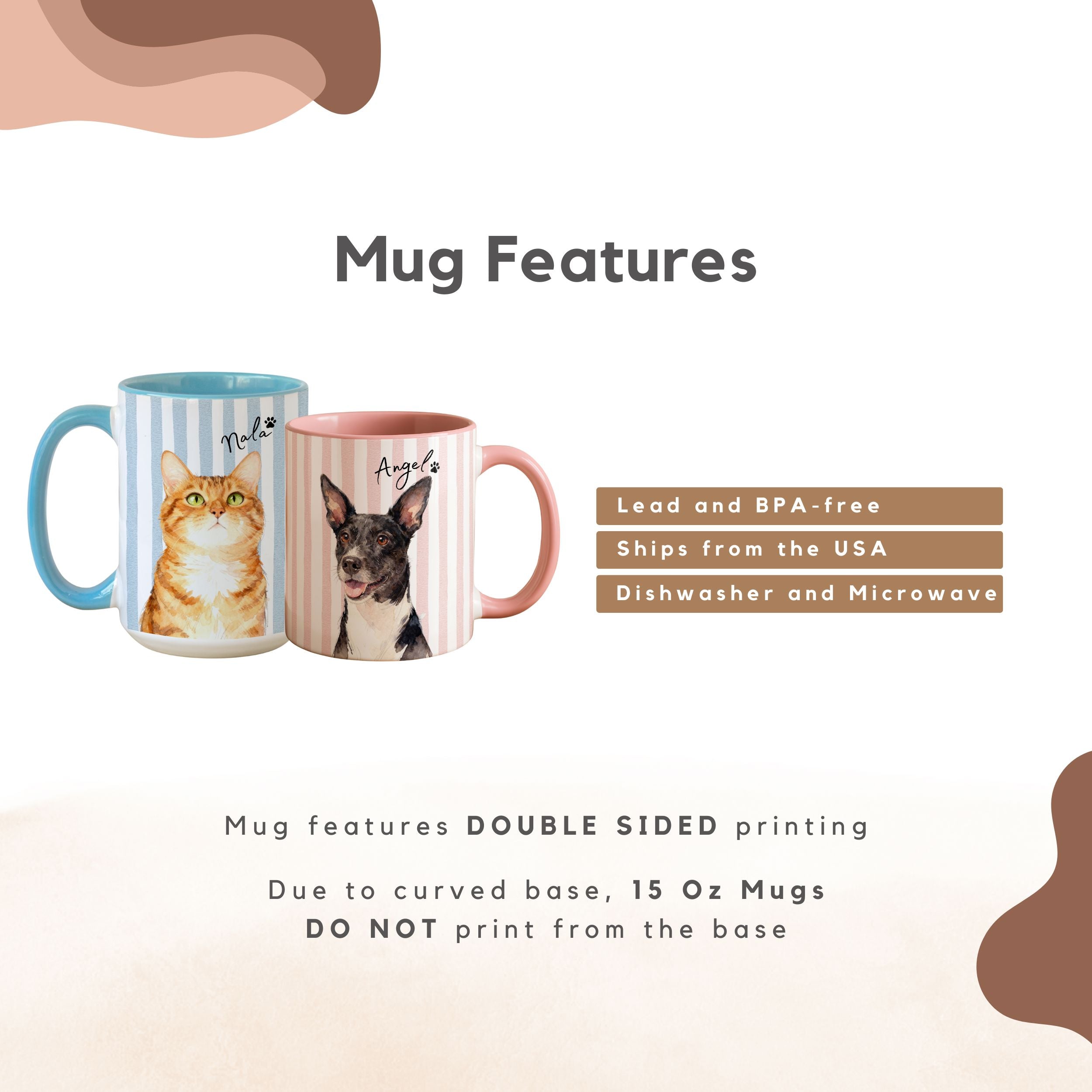 Custom Pet Watercolor Stripe Mug - Pet Photo + Name