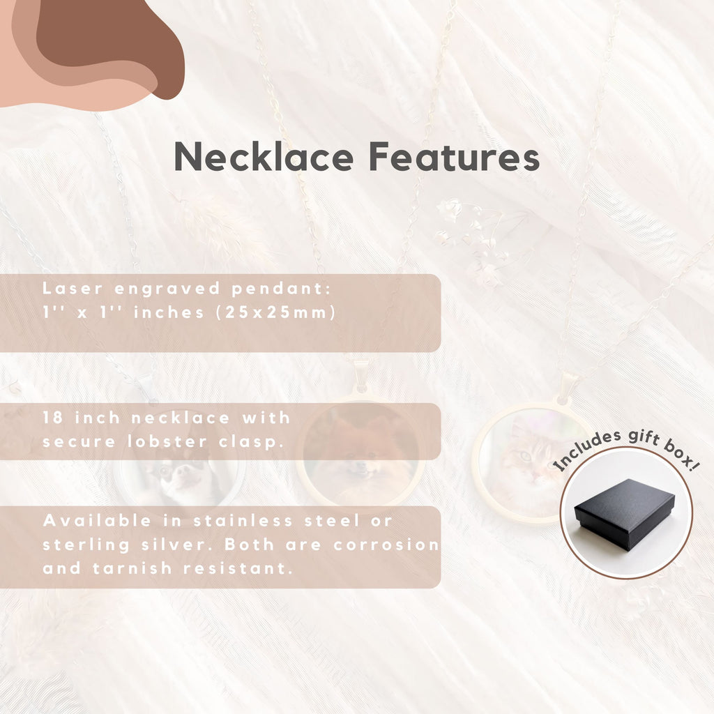 Custom Round Pet Necklace Using Photo - Pet Face