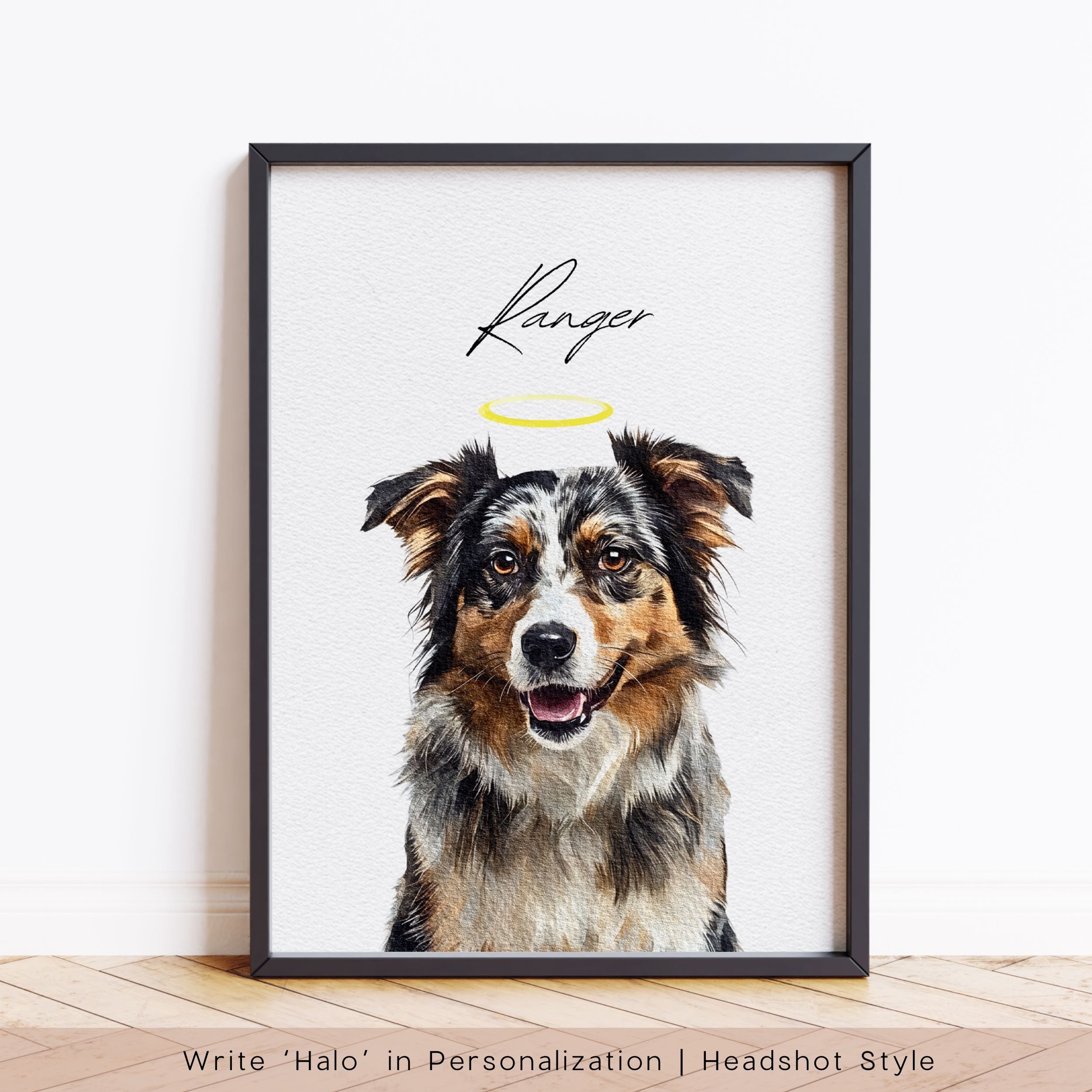 Custom Watercolor Pet Portrait - Pet Photo + Name