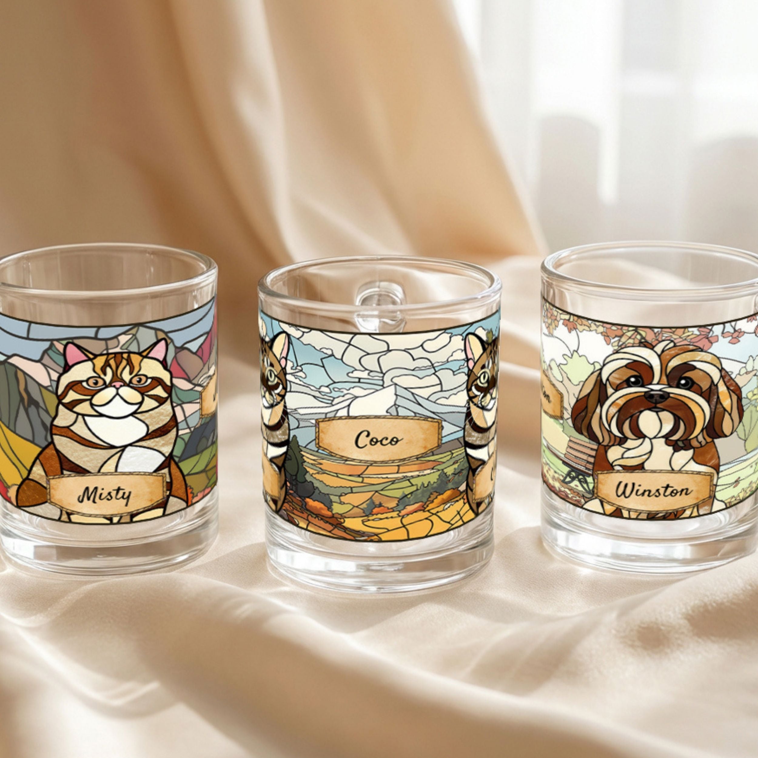 Custom Stained Glass Dog Mug Using Photo + Name