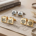 Custom Pet Photo Engraved Sketch Cufflinks Using Photo - Pet Face