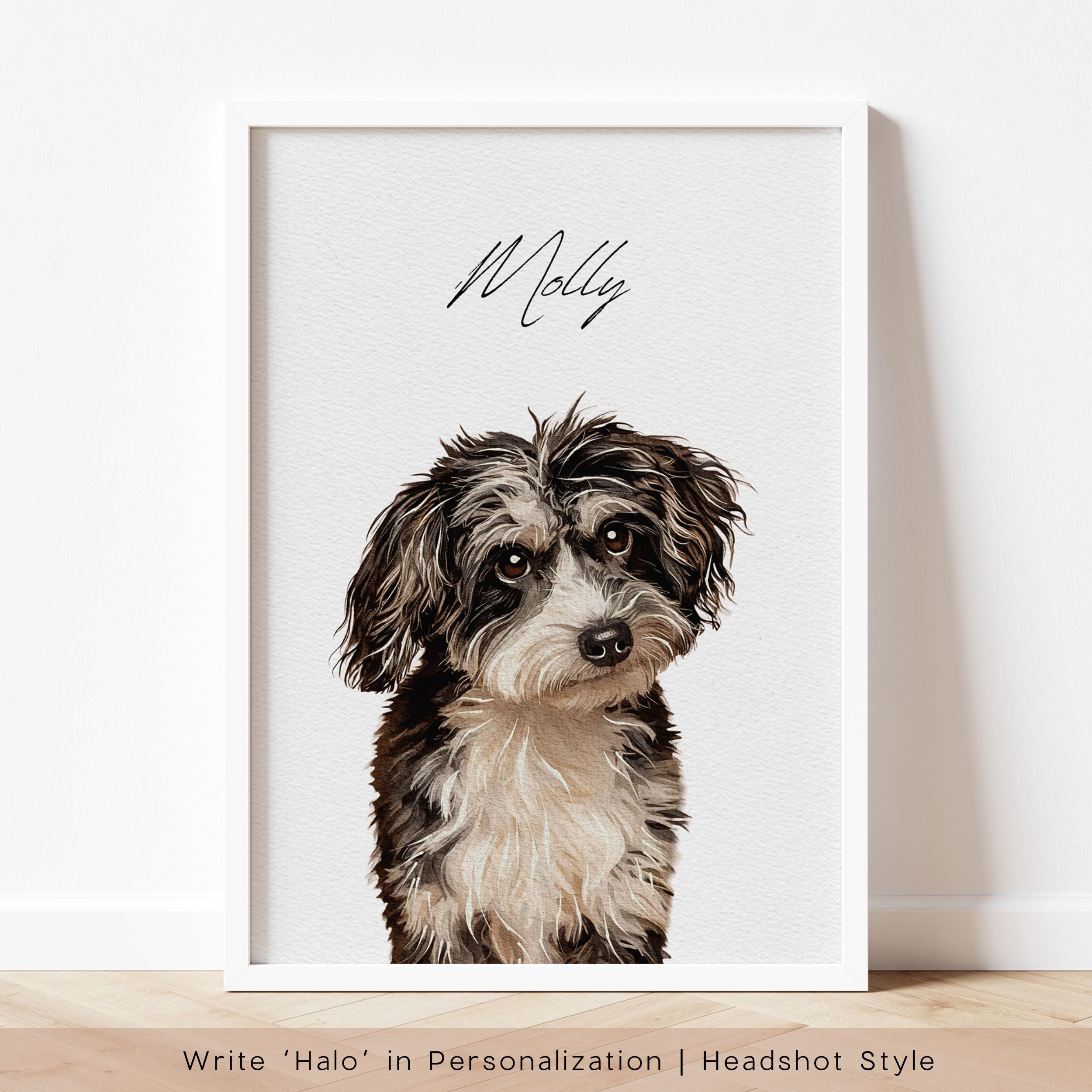 Custom Watercolor Pet Portrait - Pet Photo + Name