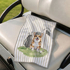 Custom Stripe Pet Golf Towel - Pet Photo + Name