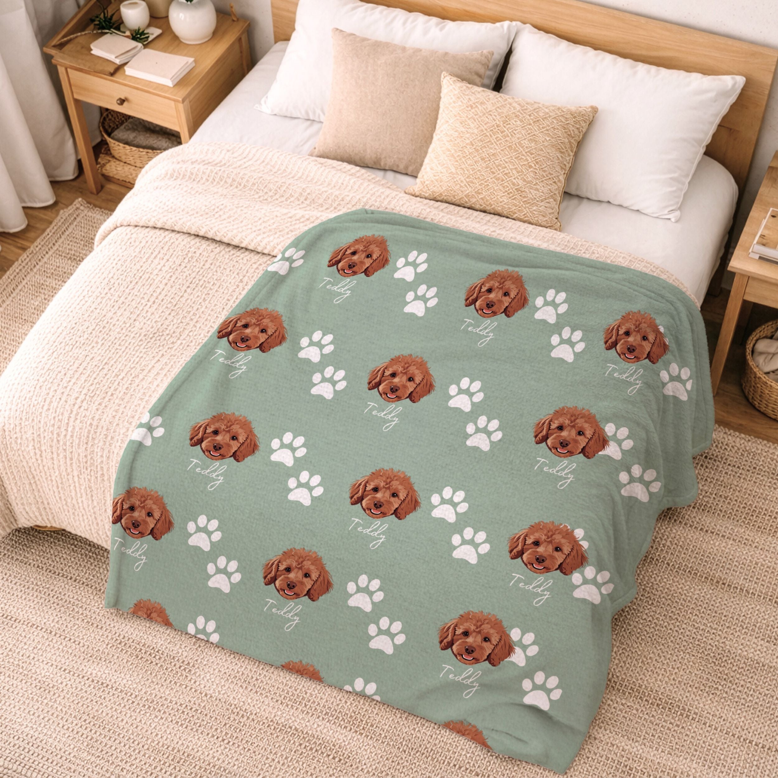 Custom Patterned Pet Color Blanket - Pet Photo + Name