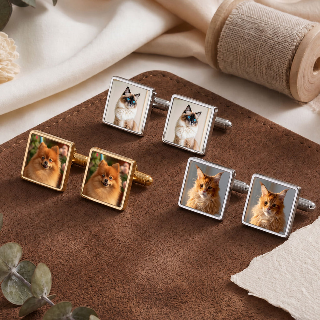 Custom Pet Photo Cufflinks Using Photo - Pet Face