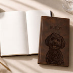 Custom Pet Engraved Vegan Leather Journal with Pet Photo + Name