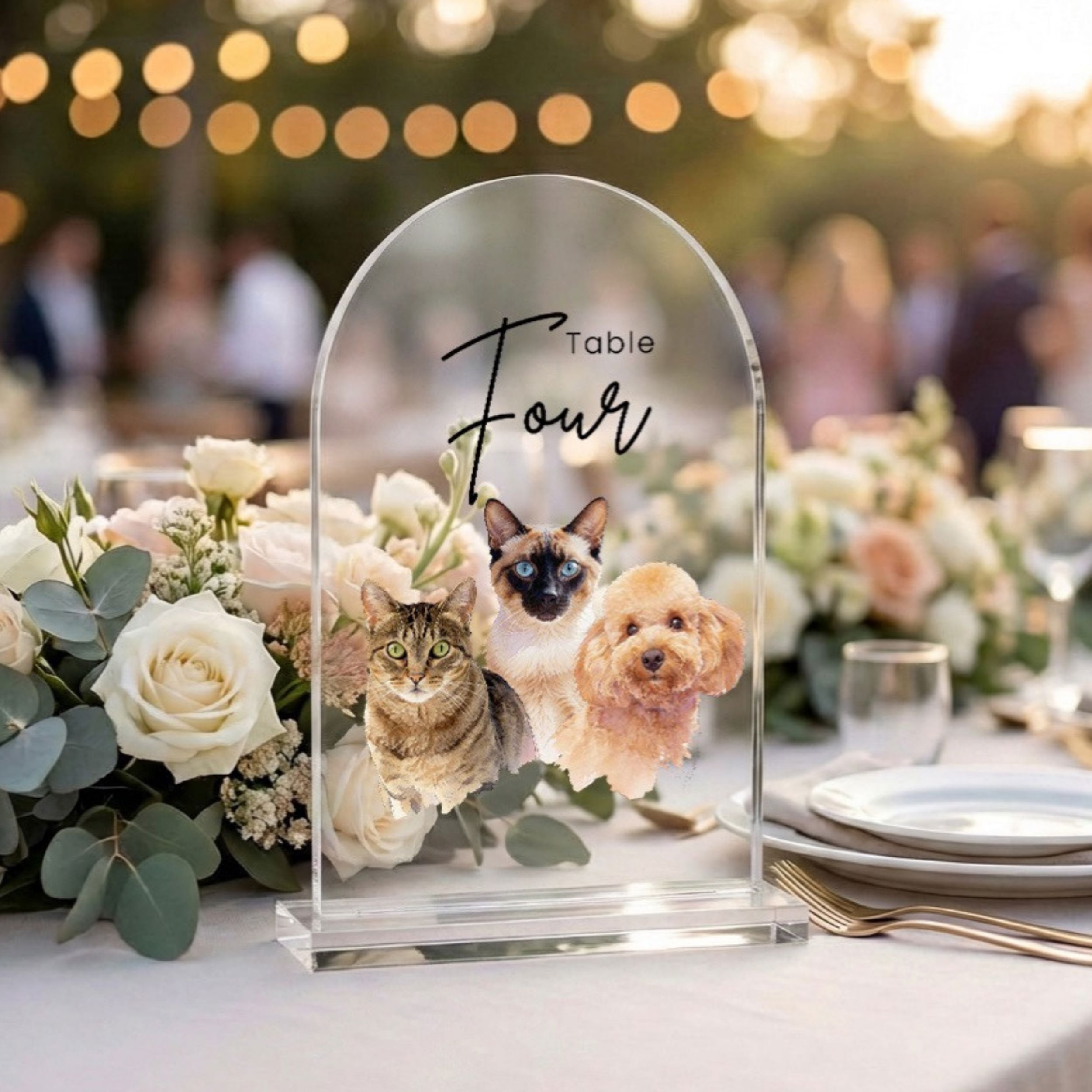 Custom Pet Acrylic Wedding Table Number Sign Using Pet Photo