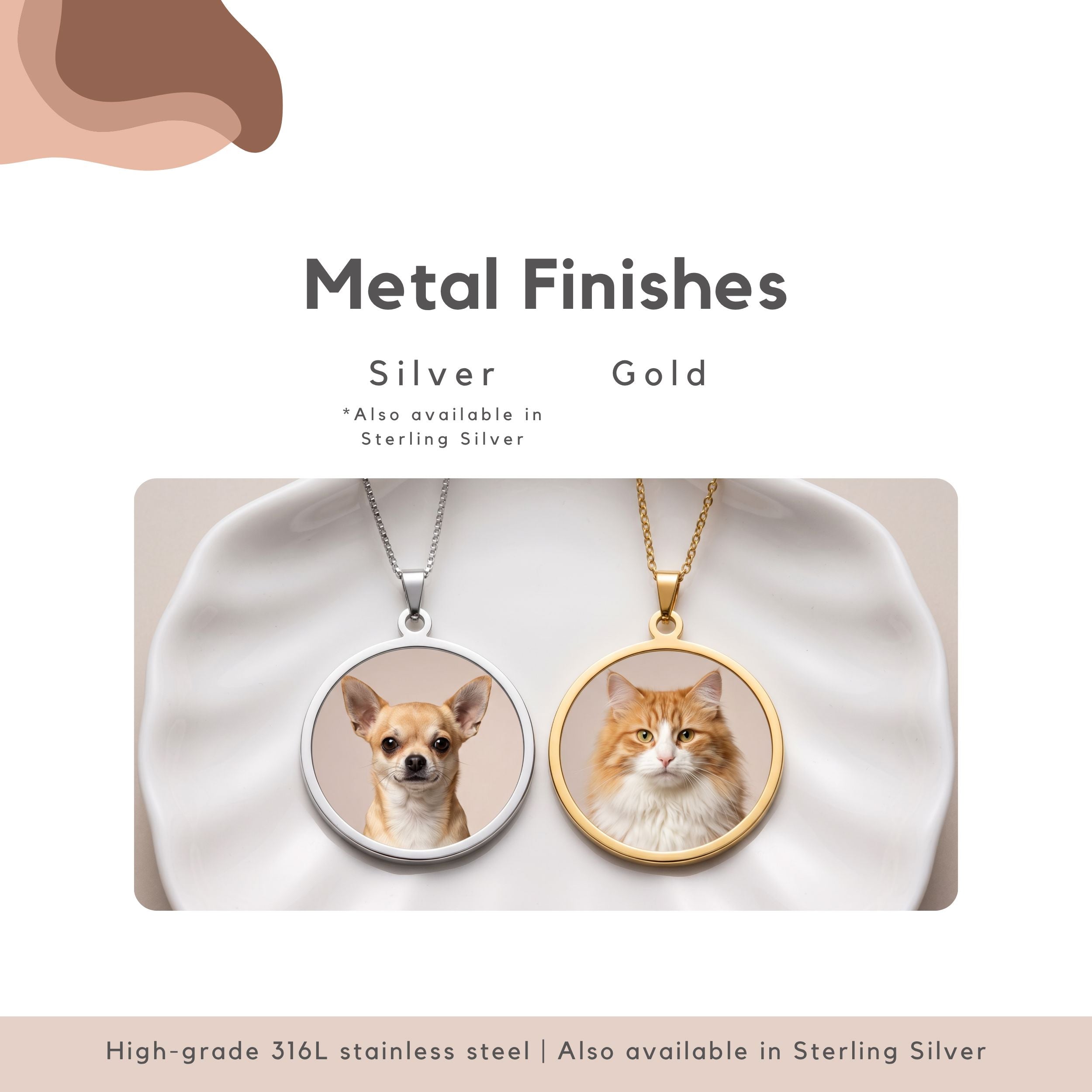 Custom Round Pet Necklace Using Photo - Pet Face