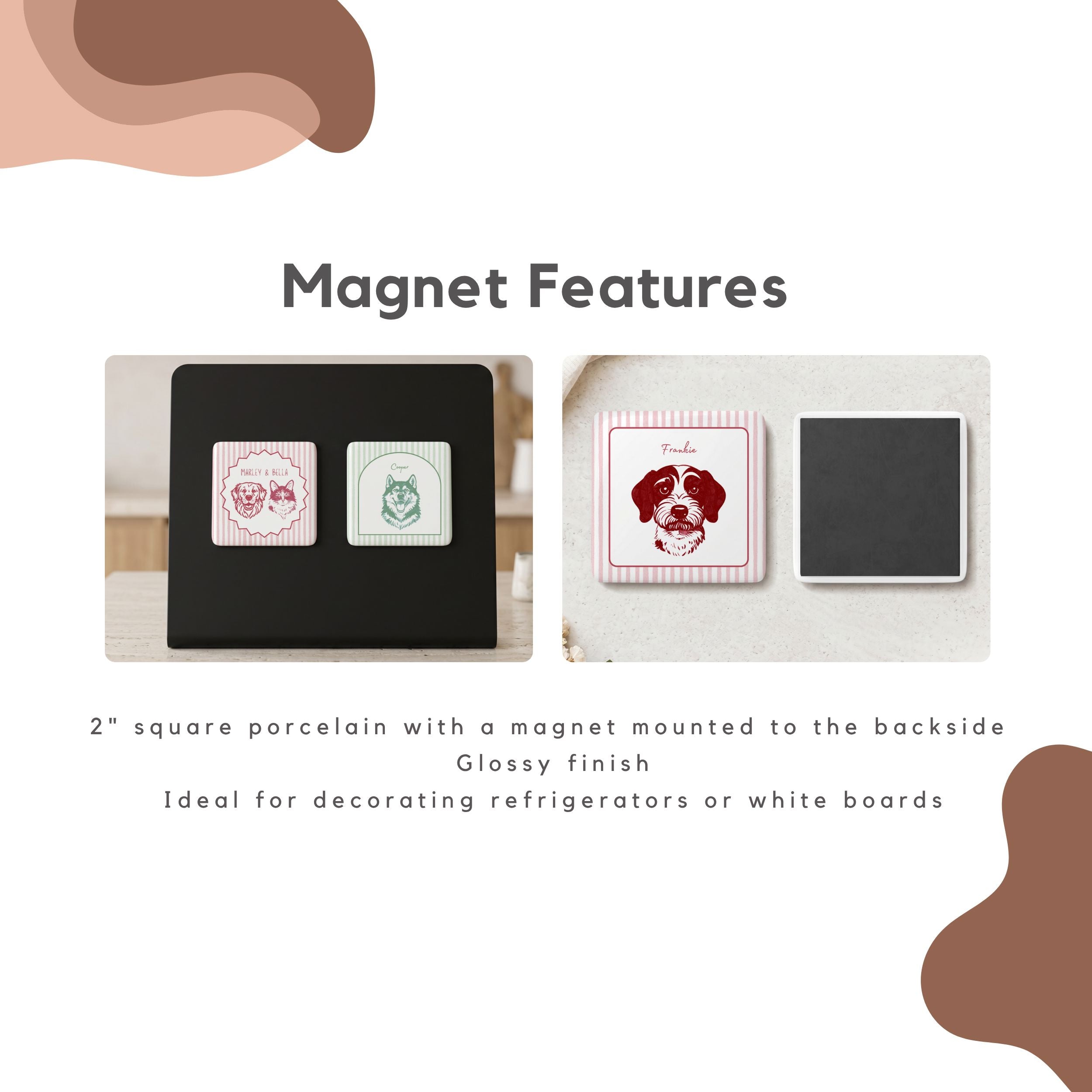 Custom Pet Photo Stripe Porcelain Magnet - Photo + Name